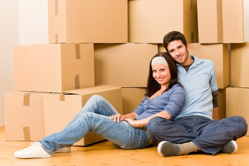 Business removals in Crooklog with office equipment being transported
