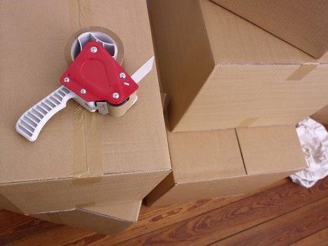 Packed boxes and furniture prepared for short-term storage in Crooklog