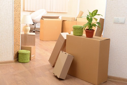 Organized storage boxes and furniture in a secure unit